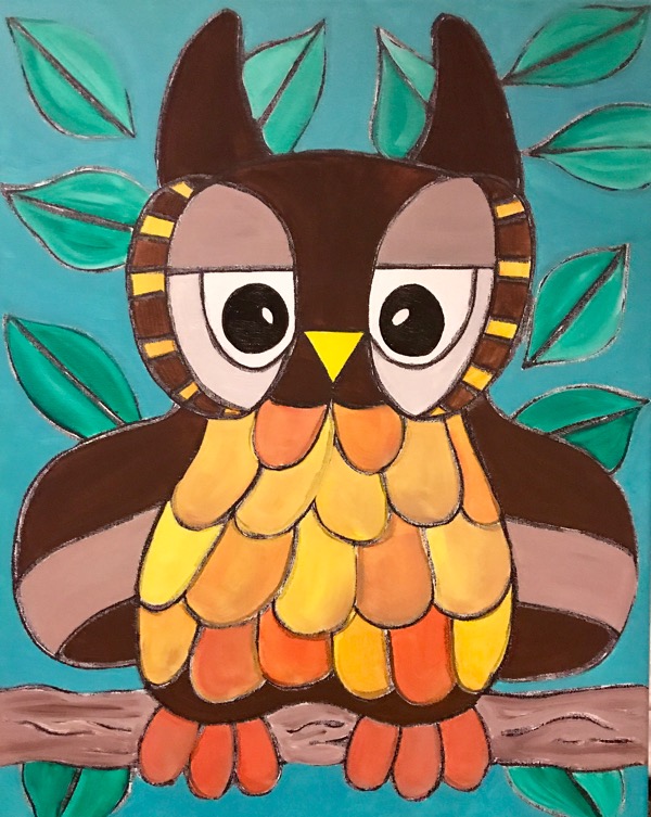 600x753 Cute Owl Paint Party Farm - Cute Owl Painting