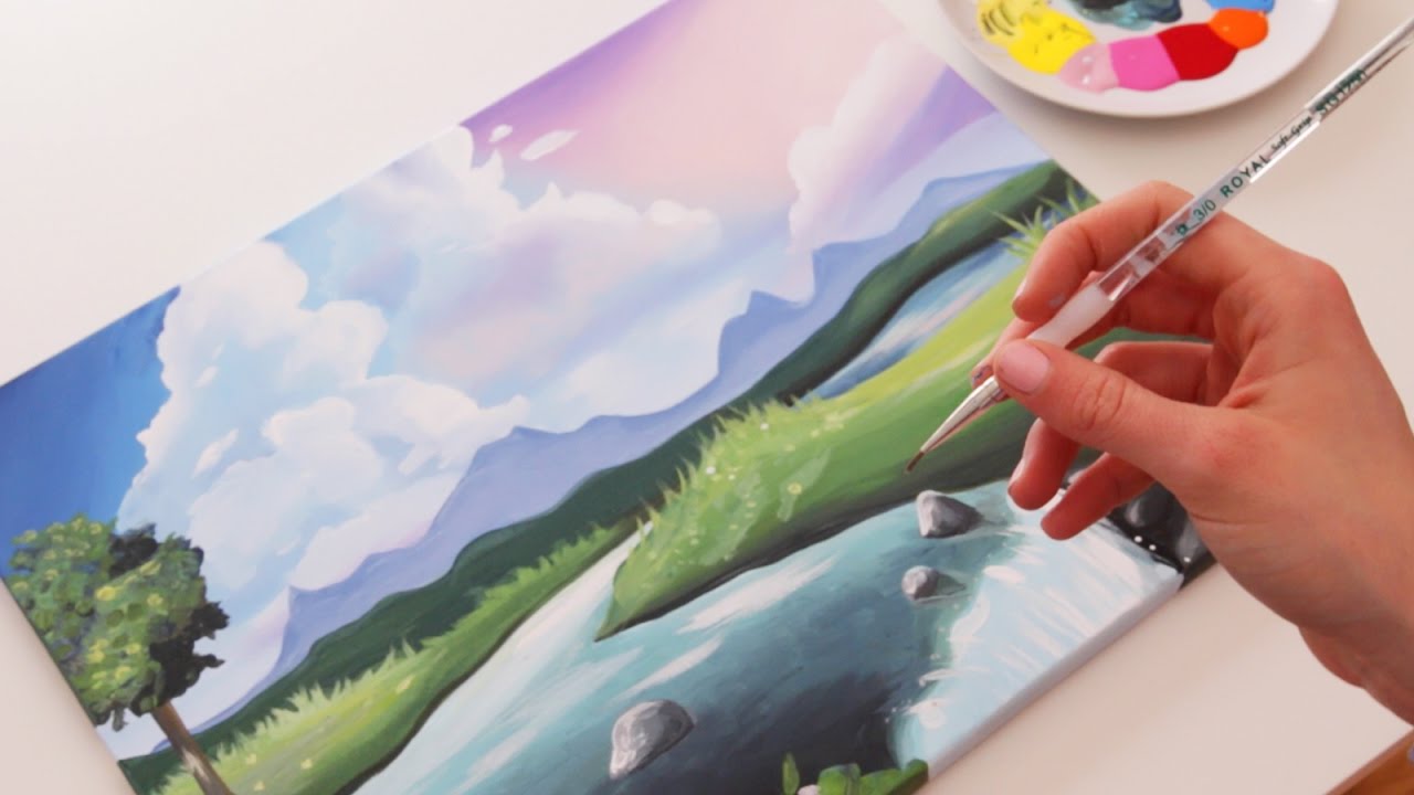 1280x720 How To Paint A Cute Landscape - Cute Painting