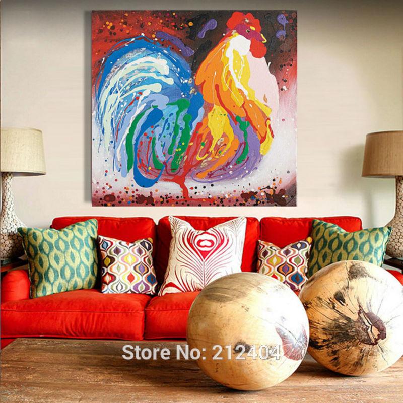 800x800 Online Cheap Cute Animal Rooster Donkey Pig Hand Painted Oil - Cute Painting