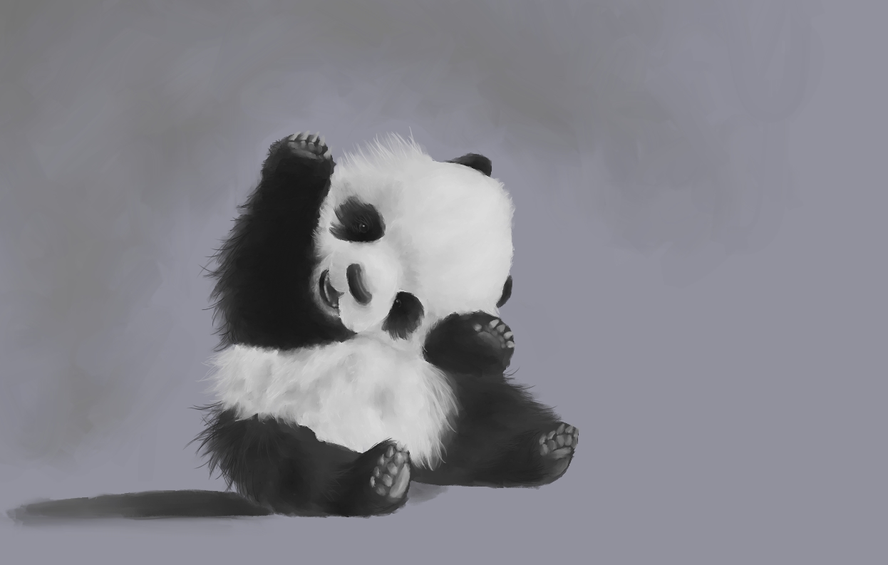 1246x793 Cute Little Panda By Viniciusguerra - Cute Panda Painting