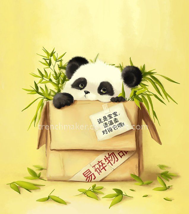 637x720 Cute Panda Painting But Sad. ( Pandas Panda - Cute Panda Painting