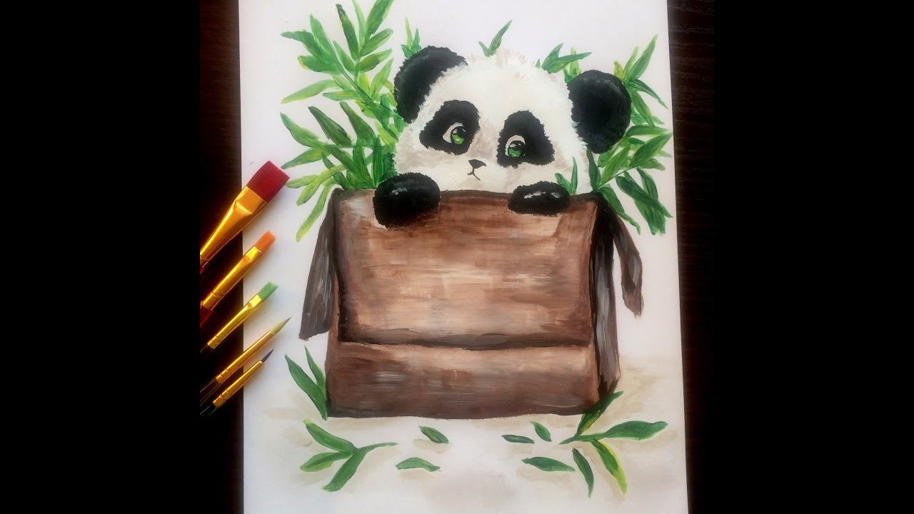 1280x720 Acrylic Painting Cute Panda Farbami - Cute Panda Painting