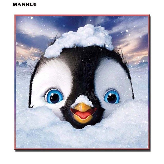 640x640 Diamond Painting Cute Penguin Full Square Drill Wall Decor Inlaid - Cute Penguin Painting