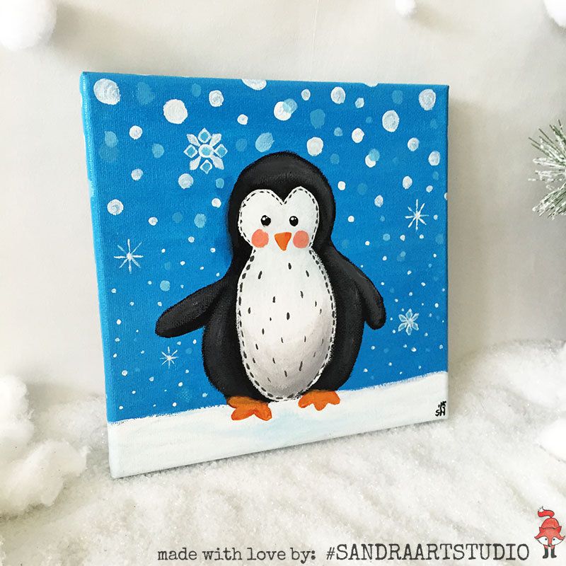 800x800 New To Sandraartstudio On Etsy Penguin Painting - Cute Penguin Painting