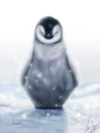 320x427 This Is How I Look In Club Penguin. If You See Me On There, Feel - Cute Penguin Painting