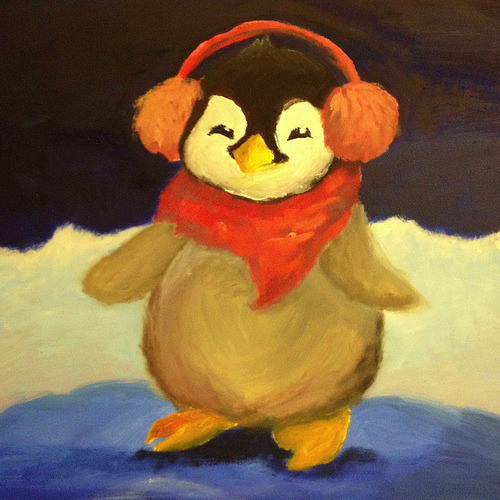 500x500 Drawing Art Cute Painting Paint Penguin Acrylic Acrylic Painting - Cute Penguin Painting