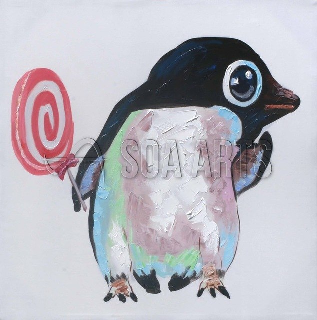 634x640 Cute Animal Penguin Oil Painting On Canvas For Kid Birthday Gifts - Cute Penguin Painting