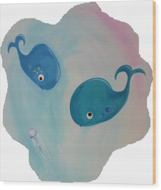 525x618 Cute Whales Painting By Tatiana Baze - Cute Whale Painting