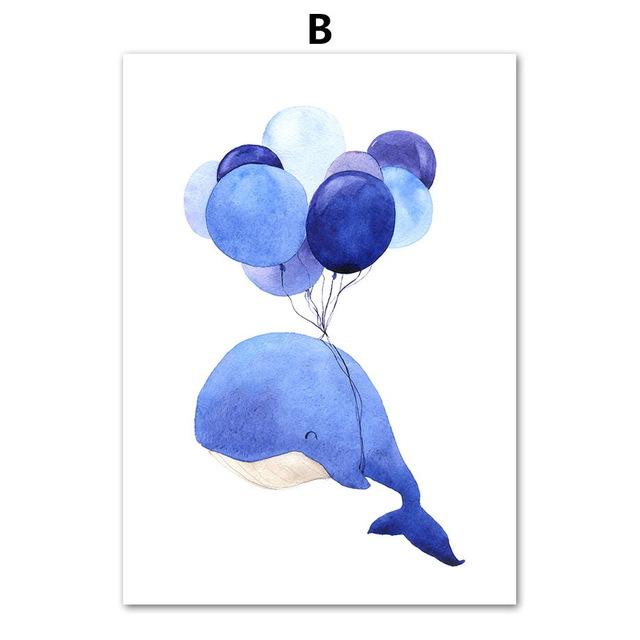 640x640 Nursery Art Decor - Cute Whale Painting