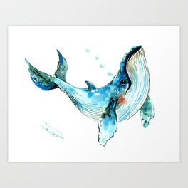 264x264 Whale Painting Art Prints Society6 - Cute Whale Painting