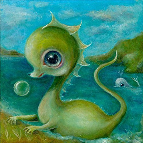 500x500 Baby Sea Monster And Whale Friends - Cute Whale Painting