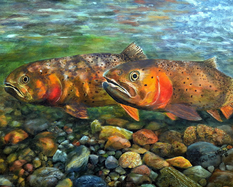900x722 Cutthroat Trout Painting By Kathy Pipo Jeffers - Cutthroat Trout Painting