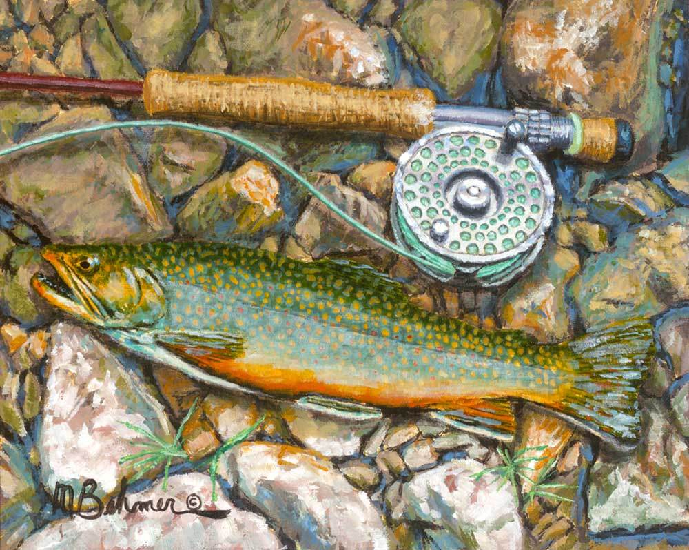 1000x798 Mark Behmer Fly Fishing Art Midcurrent - Cutthroat Trout Painting