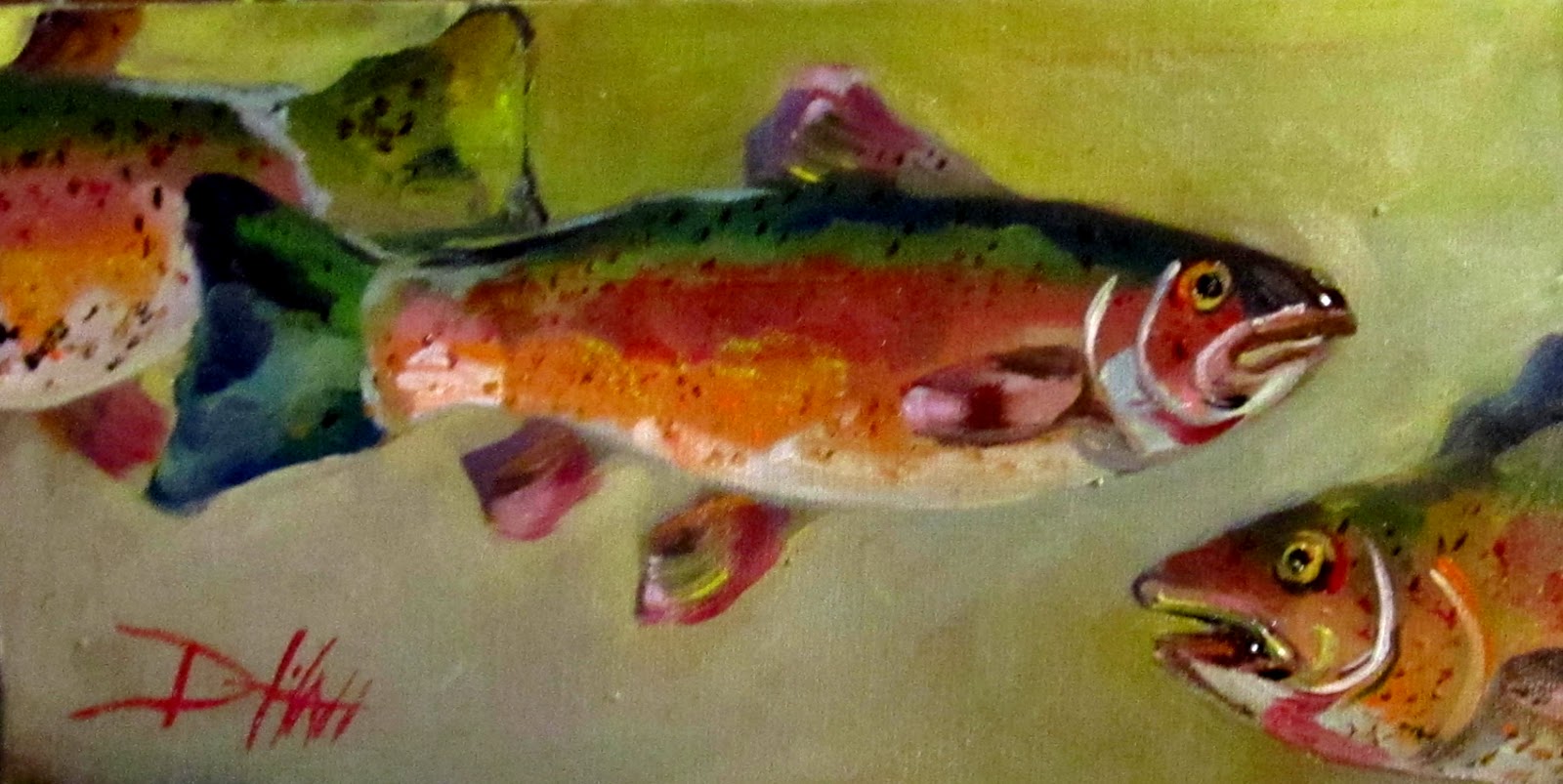 1600x803 Painting Of The Day, Daily Oil Paintings By Delilah Cutthroat - Cutthroat Trout Painting