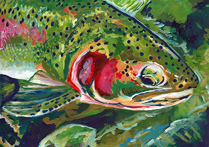 700x493 Trout Art, Fly Fishing Gift - Cutthroat Trout Painting