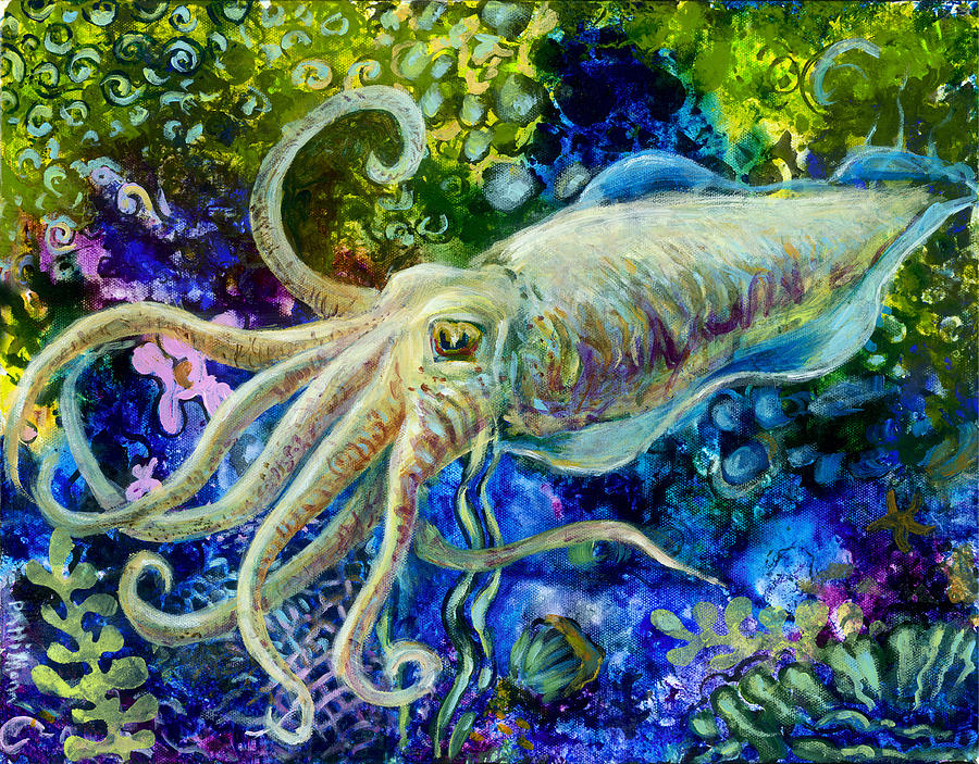 900x703 Cuttlefish Dream Painting By Patti Mann - Cuttlefish Painting