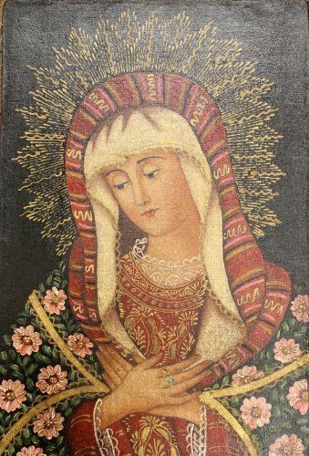 339x500 Our Lady Of Sorrows Virgin Mary Cuzco Oil Painting Peru Peruvian - Cuzco Painting