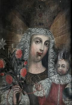 240x350 Framed Antique Spanish Colonial Painting Cuzco School - Cuzco School Painting