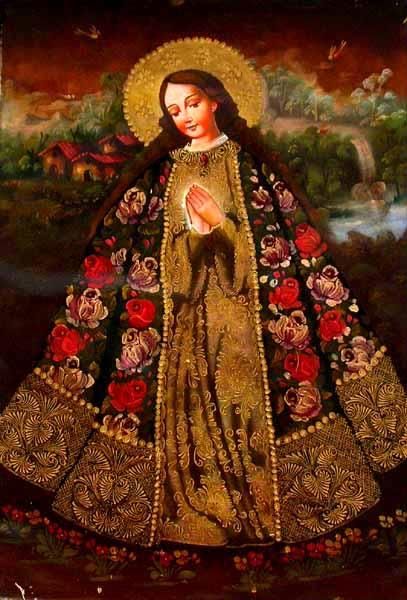 407x600 Our Blessed Lady, Cusco School Painting Mother Mary - Cuzco School Painting