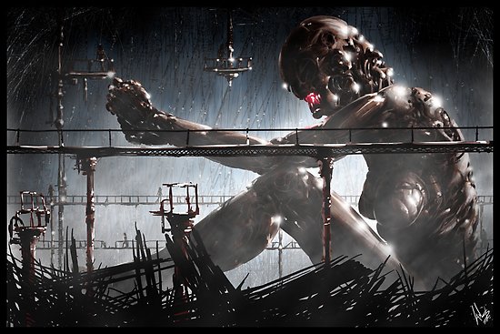 550x367 Cyberpunk Painting 026 Posters By Ian Sokoliwski Redbubble - Cyberpunk Painting