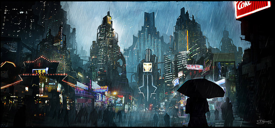 900x421 Cyberpunk By Dges - Cyberpunk Painting