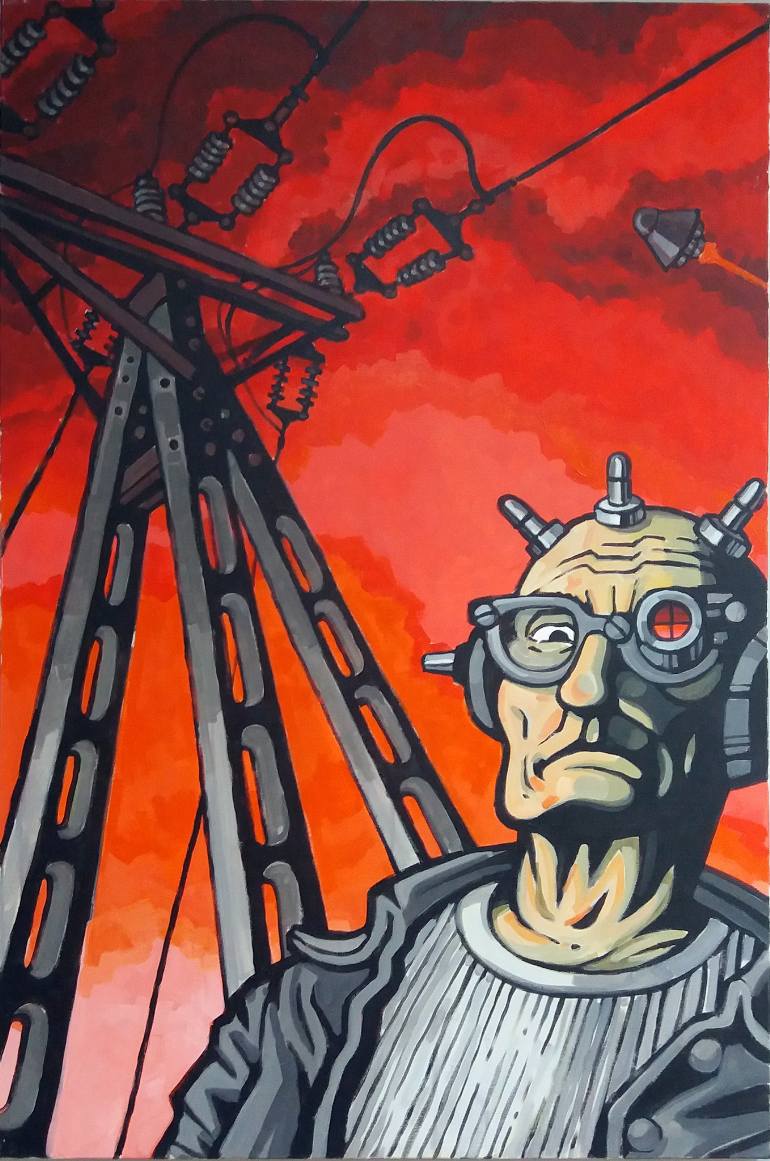 770x1161 Saatchi Art Cyberpunk Portrait Painting By Uwaga Inwazja - Cyberpunk Painting