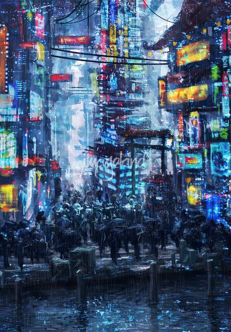 452x650 Stunning Cyberpunk Artwork For Sale On Fine Art Prints - Cyberpunk Painting