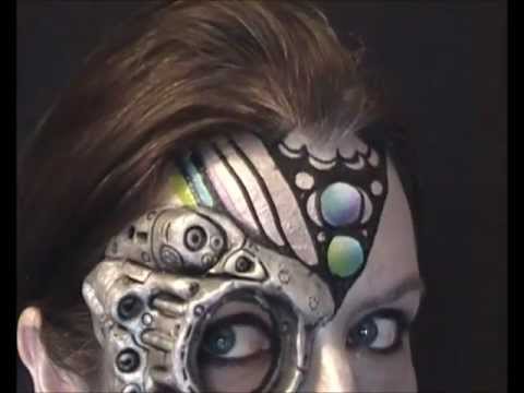 480x360 Cyborg Fantasy Make Up Face Painting Tutorial (Part 1 Of 2 - Cyborg Painting