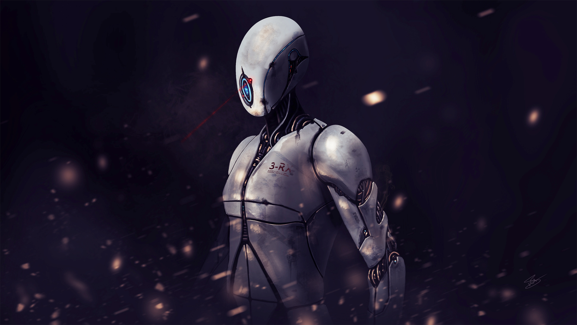 1940x1091 Dribbble - Cyborg Painting