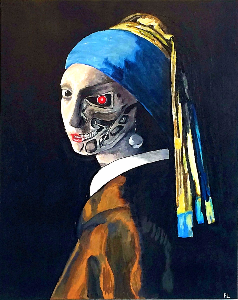 951x1200 Patrick Lee On Twitter Cyborg With A Pearl Earring - Cyborg Painting