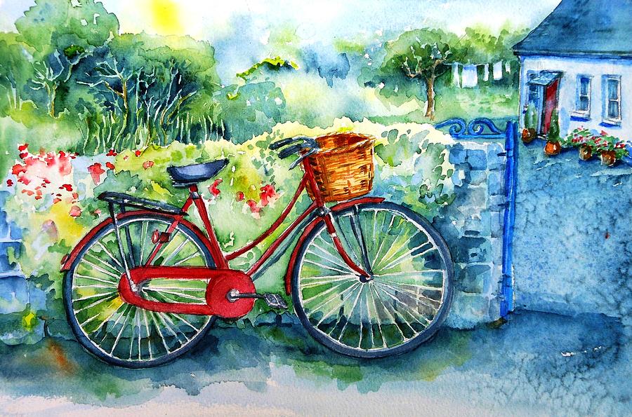 900x595 Bicycle Basket Paintings Fine Art America - Cycle Painting