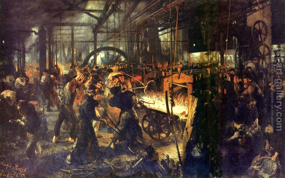 1000x625 Steel Rolling Mill (Modern Cyclops) Adolph Von Menzel Reproduction - Cyclops Painting