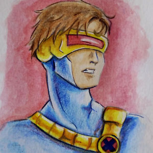 300x300 X Men Comics Superhero Cyclops Original Acrylic Amp Color Pencil - Cyclops Painting