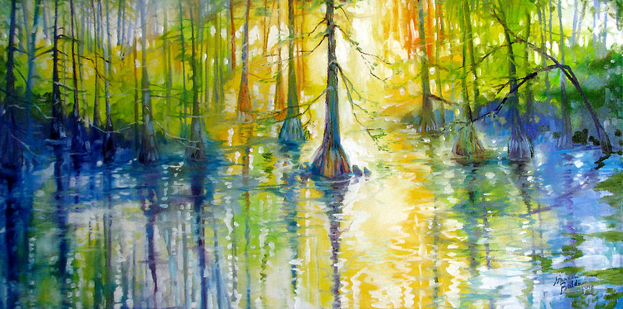 900x447 Cypress Bayou Wetlands Painting By Marcia Baldwin - Cypress Bayou Painting