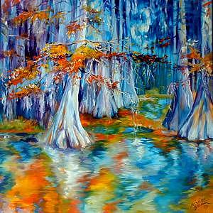 300x300 Cypress Trees Along The Bayou Painting By Marcia Baldwin - Cypress Bayou Painting