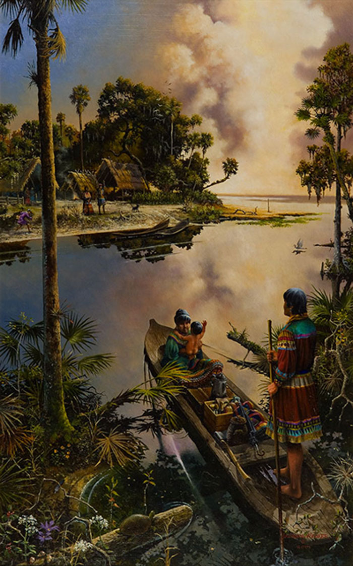 700x1124 Jackson Walker Florida Artist, Florida History Paintings, Military - Cypress Bayou Painting
