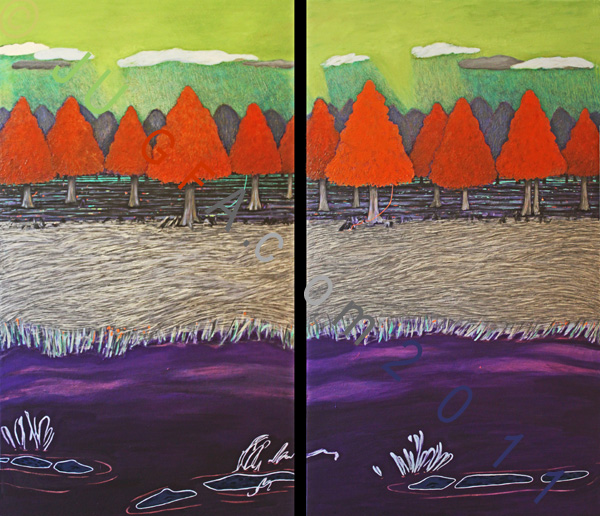 600x516 Marsh Paintings - Cypress Bayou Painting