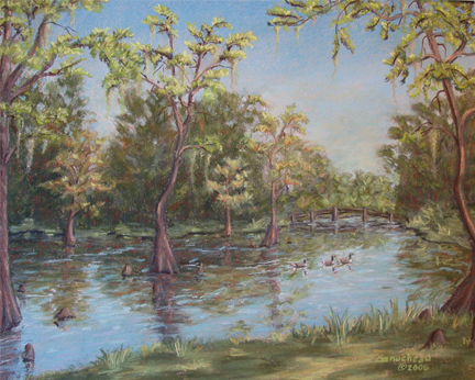 432x346 Spring Cypress - Cypress Bayou Painting