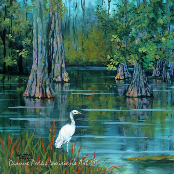 570x570 The Fisherman - Cypress Bayou Painting