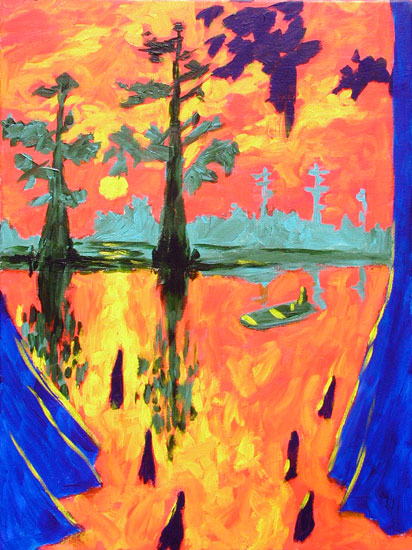 412x550 Cypress Bayou 2 Contemporary Painting Riverson Fine Art - Cypress Bayou Painting