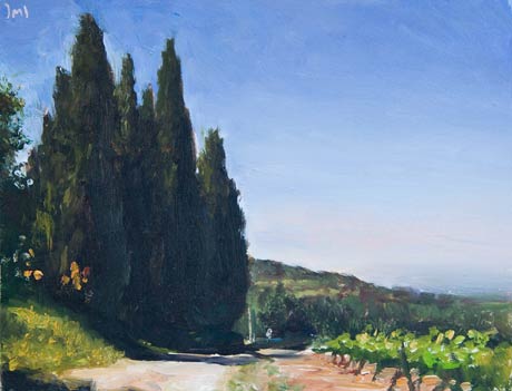 460x351 Daily Paintings Track With Cypress Trees Postcard From Provence - Cypress Painting
