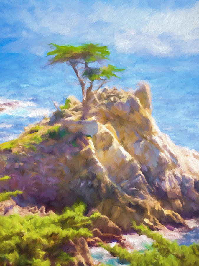 675x900 Lone Cypress Painting By Impressionist Art - Cypress Painting