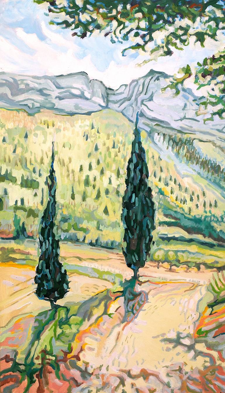 770x1348 Saatchi Art Cypress Trees Painting By Guy Pickford - Cypress Painting