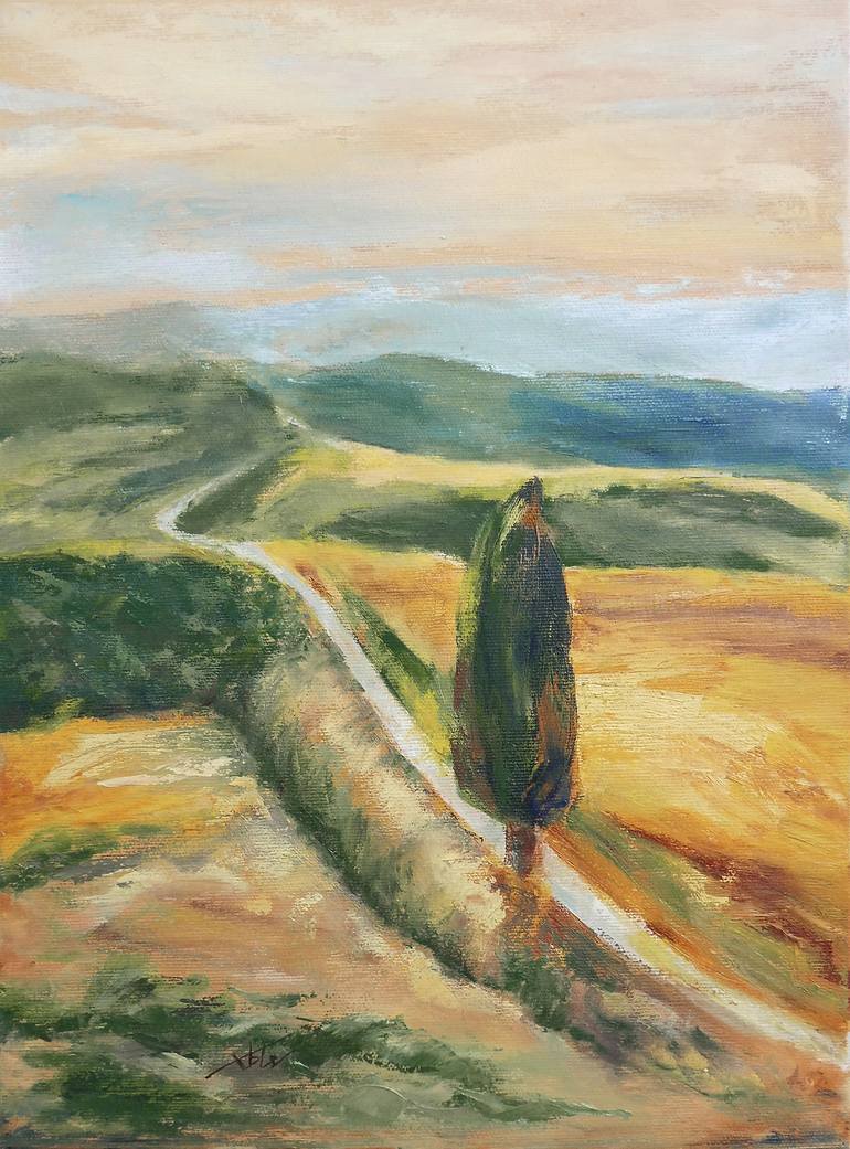 770x1041 Saatchi Art Lonely Cypress Painting By Maga Fabler - Cypress Painting