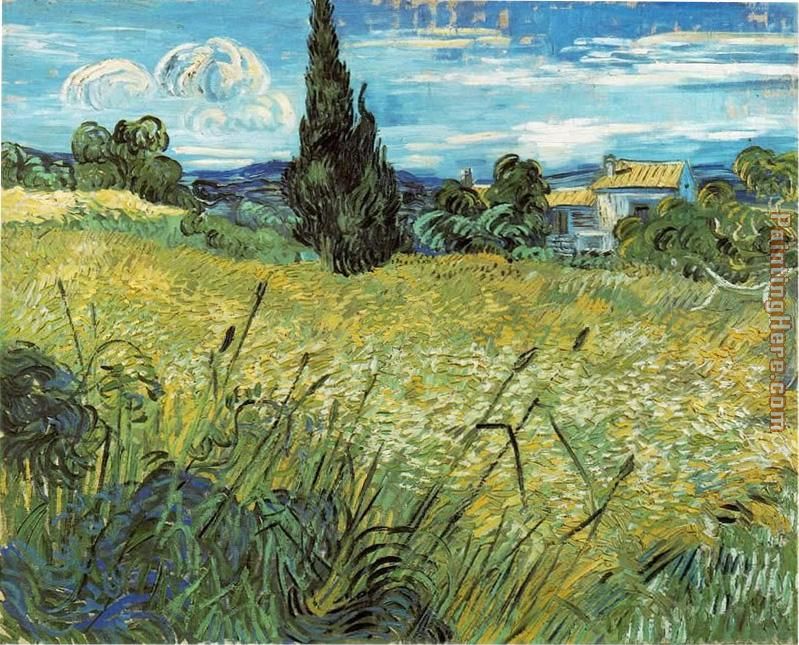 799x645 Vincent Van Gogh Green Wheat Field With Cypress Painting Anysize - Cypress Painting