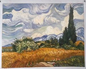 300x242 Wheat Field With Cypress Repro Impressionism Hand Painted Oil - Cypress Painting