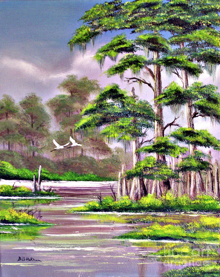 714x900 Cypress Trees Wakulla River Florida Painting By Bill Holkham - Cypress Tree Painting
