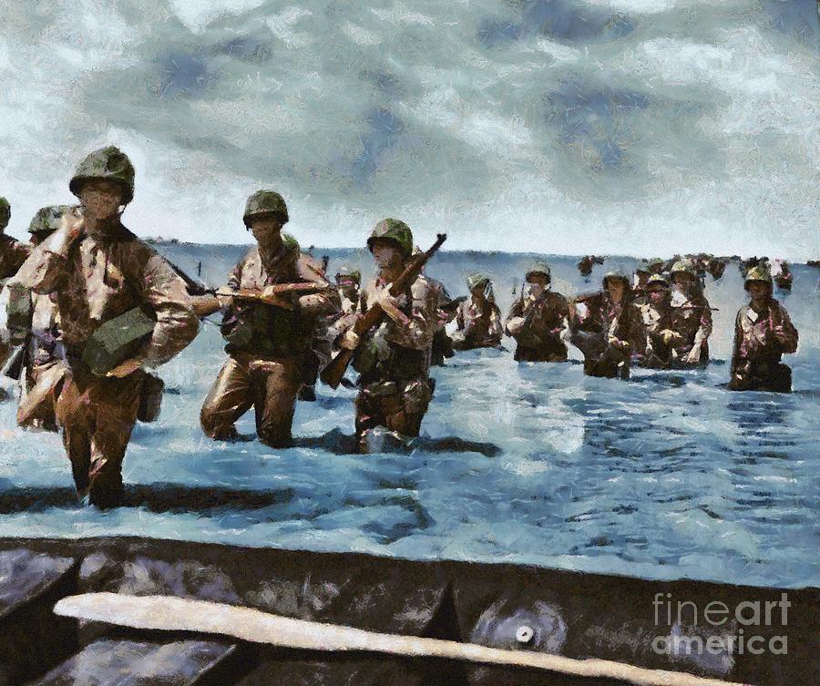 900x753 D Day Landings, Wwii Painting By Mary Bassett - D Day Painting