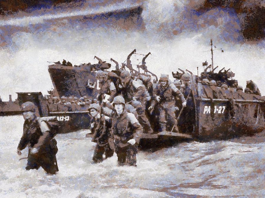 900x672 D Day Landing Painting By Esoterica Art Agency - D Day Painting