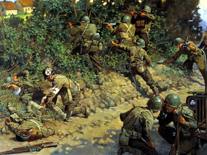 700x525 World War Ii D Day Normandy Ww2 Painting Art Soldiers Giant Wall - D Day Painting